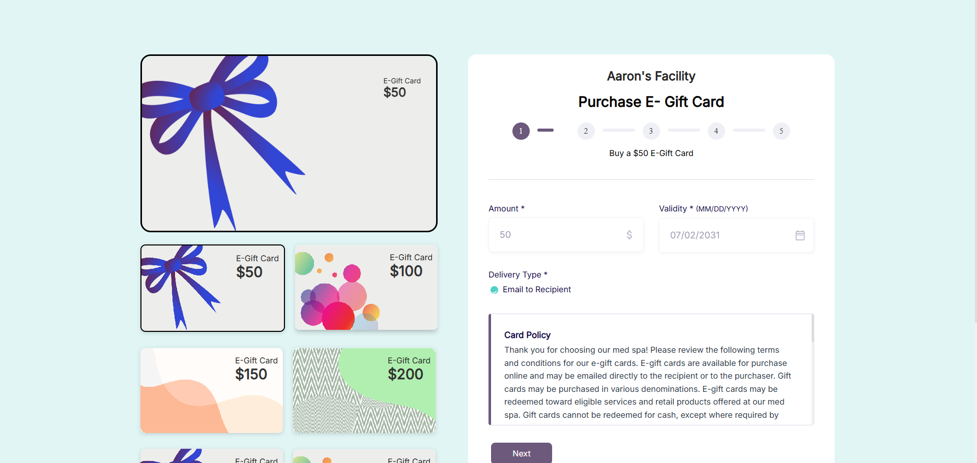 Calysta Pro EMR e-gift cards