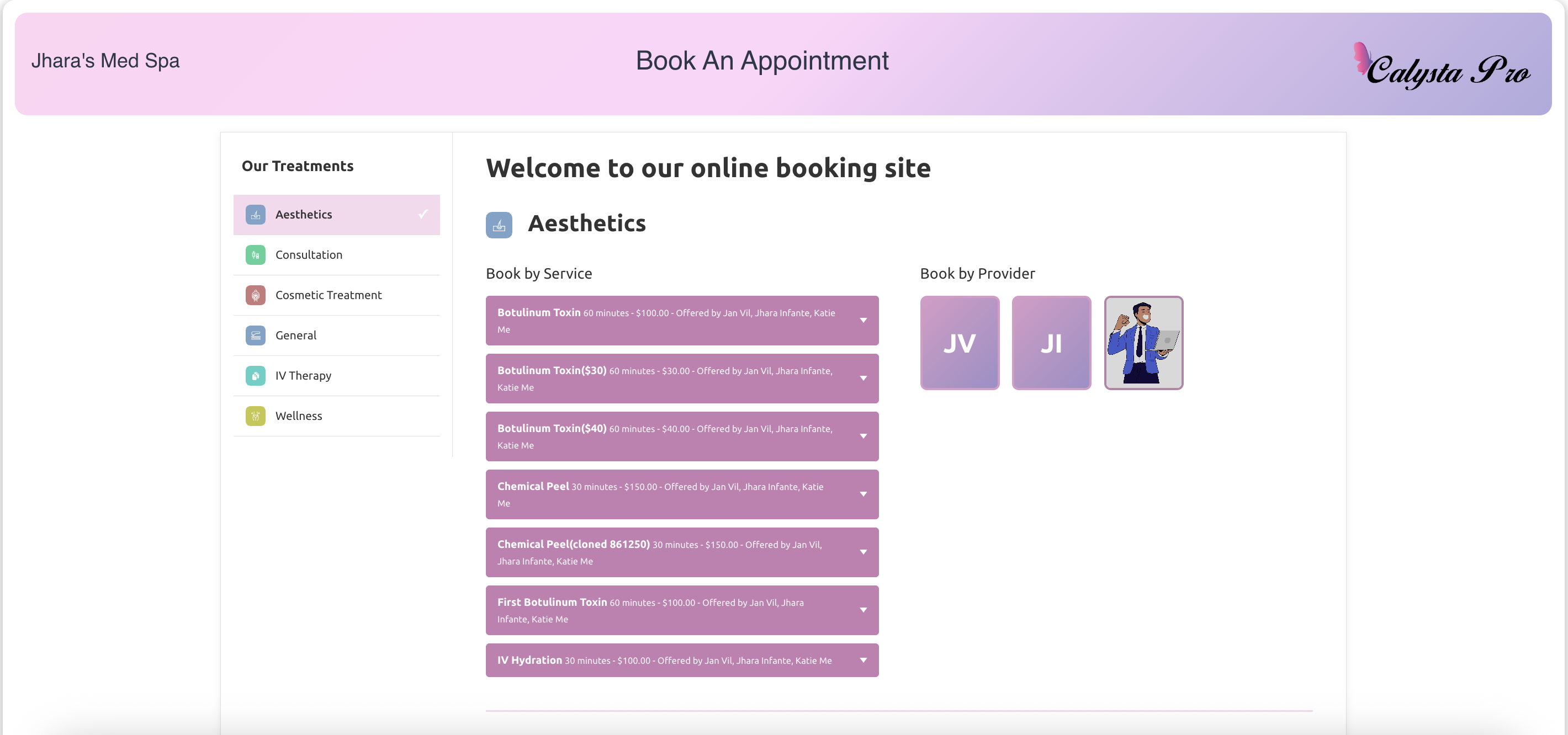 Calysta Pro EMR online patient booking