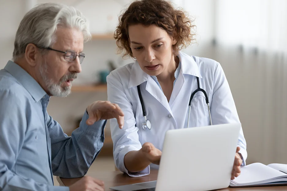a medical doctor and patient consultation using emr